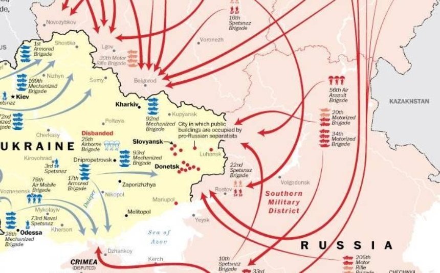Кто и откуда: опубликована детальная карта российского вторжения в Украину