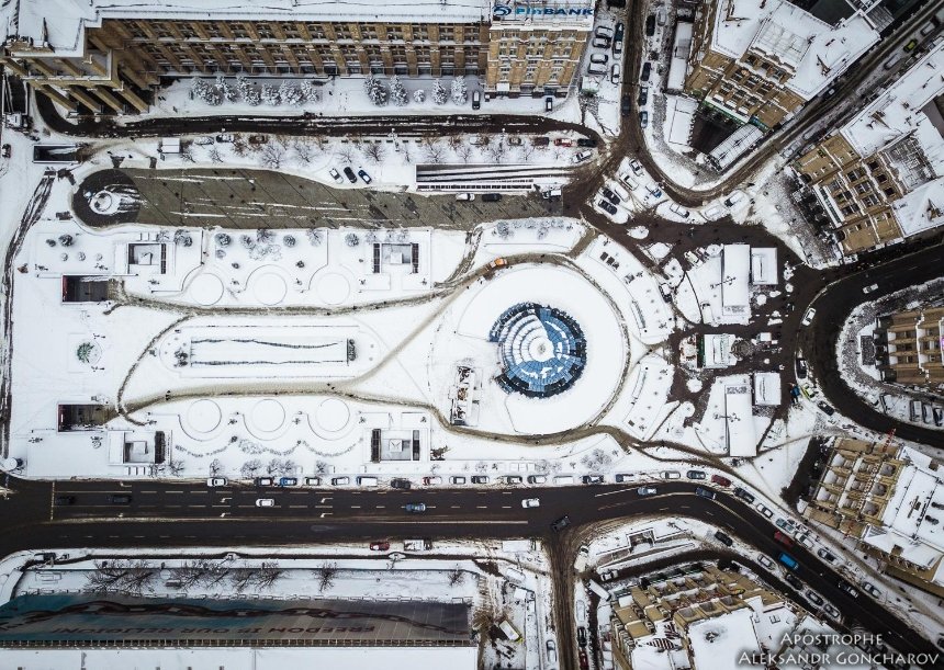 Заснеженный Киев показали с высоты птичьего полета (фото)