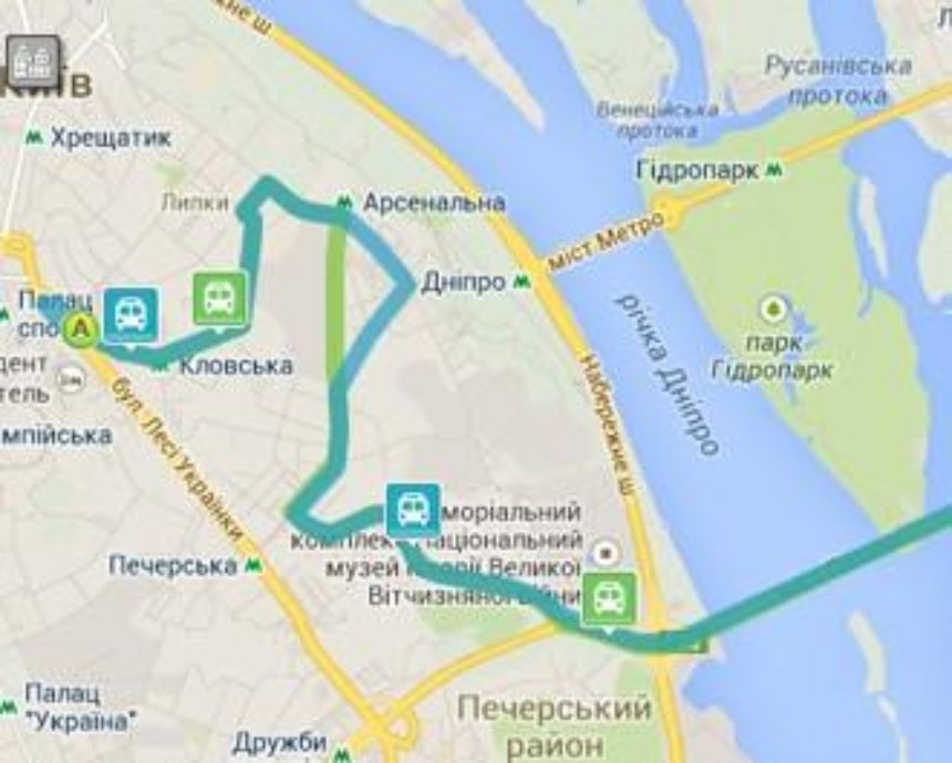 GPS-данные о движении гортранспорта Киева теперь отражаются на Google Maps