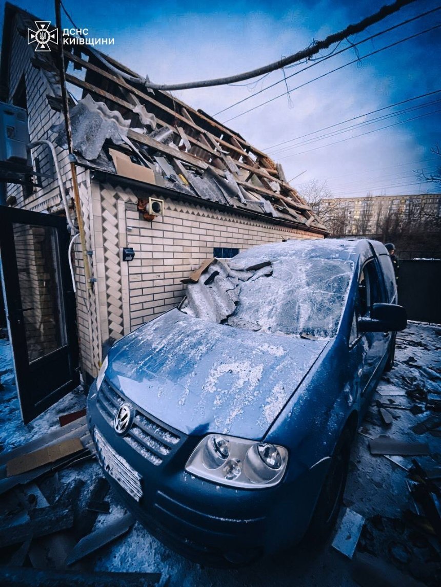 Дронова атака Київщини 20 лютого. Фото: КОВА