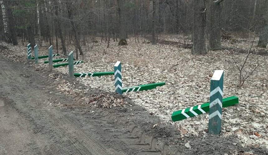 У Святошинському лісопарку продовжують встановлювати стовпчики проти паркування у лісі: фото