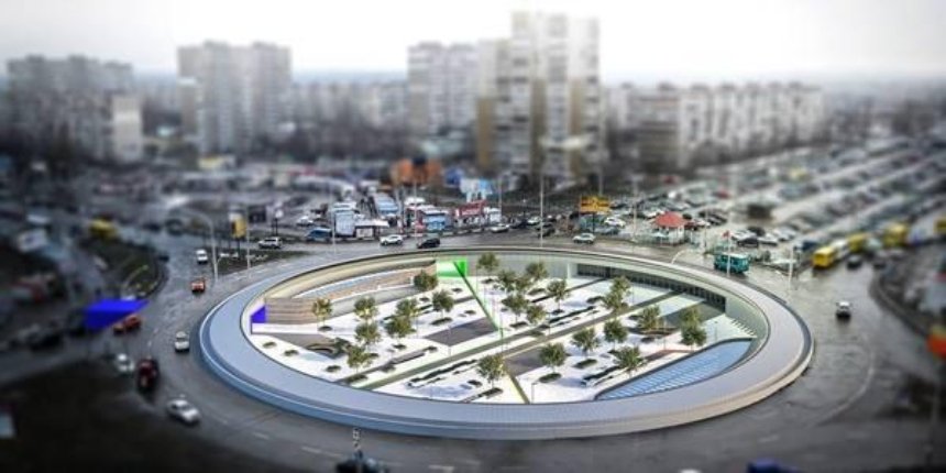 На Оболони посреди дороги создадут современный сквер (фото)