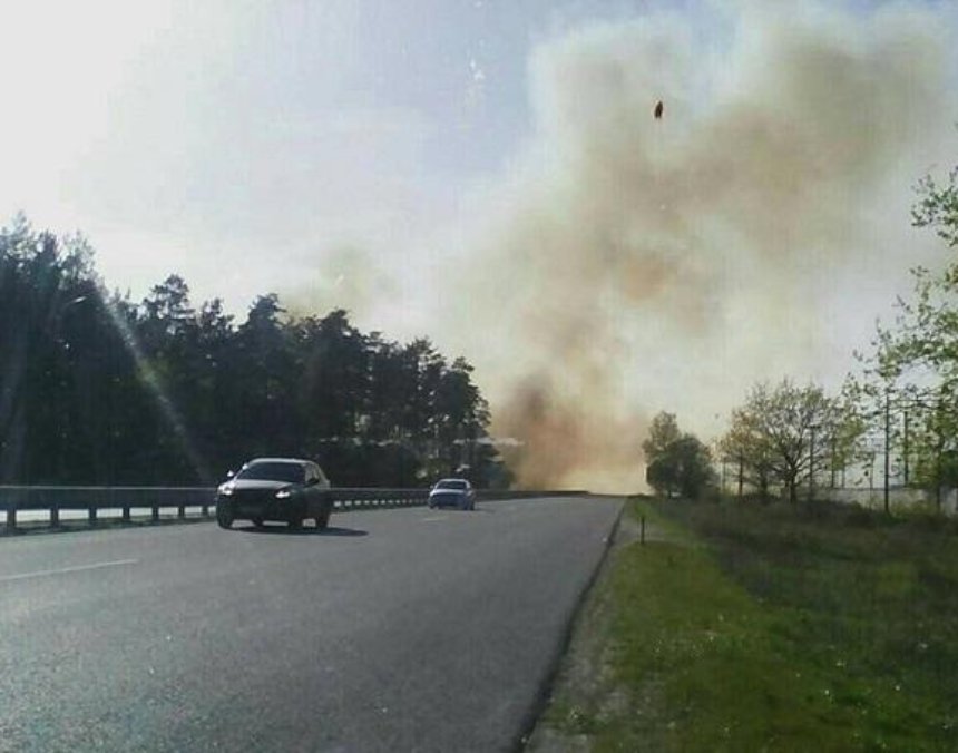 Под Киевом по Днепропетровскому шоссе загорелся лес (фото)