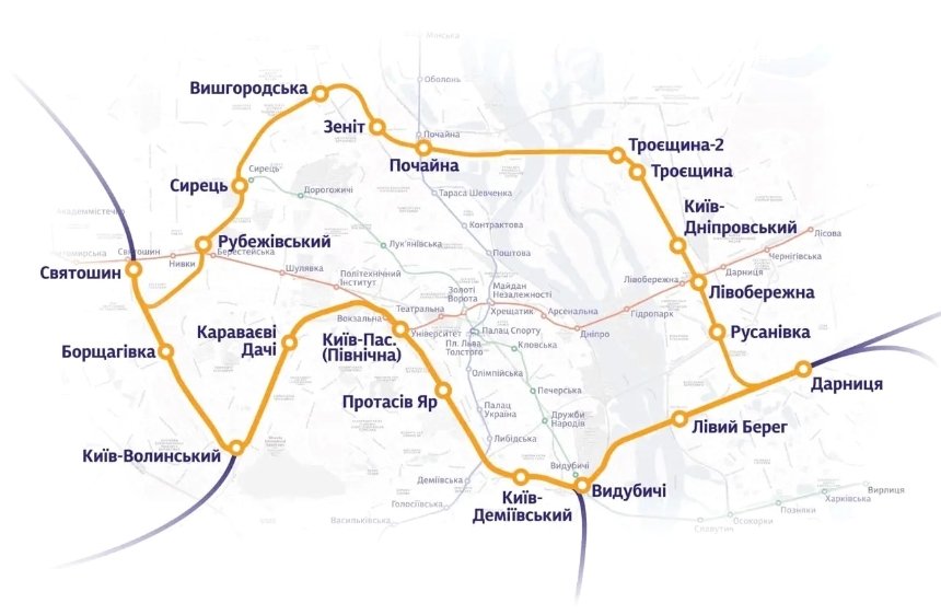 Актуальна схема кільця київської електрички