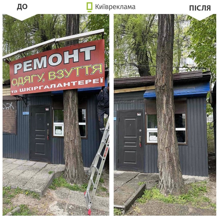 У Києві демонтували рекламу на дереві