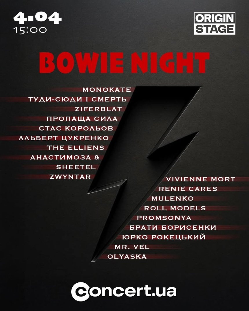 Bowie Night 2026 в Origin Stage у Києві 4 квітня 2026 року