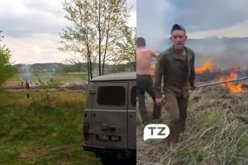 Под Киевом нацгвардейцы сжигали траву — за замечание они чуть не побили мужчину