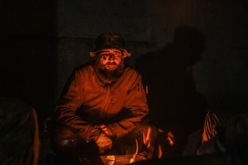 Поранений боєць Азову біля багаття у підвалах Азовсталі