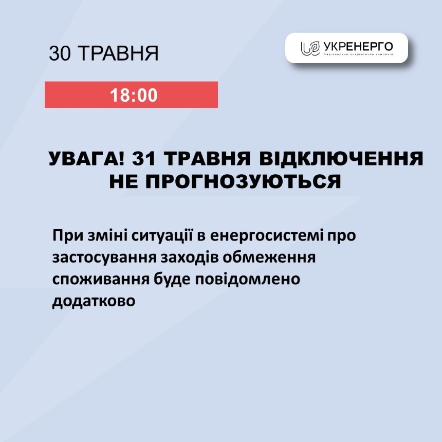 31 травня відключень електроенергії на Київщині не прогнозують: деталі