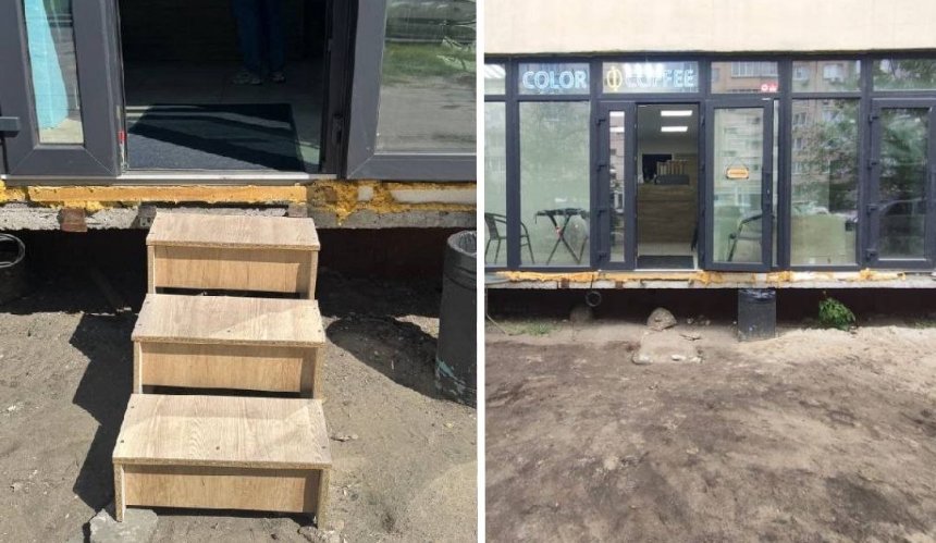 В Оболонському районі Києва тричі за місяць демонтували сходи до одного кафе: фото