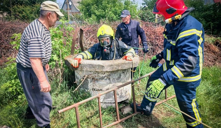 На Київщині надзвичайники врятували козеня, яке впало у закинуту криницю: фото
