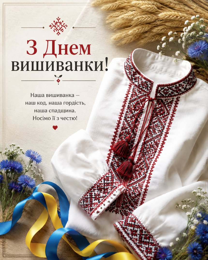 Привітання з Днем вишиванки у яскравих листівках