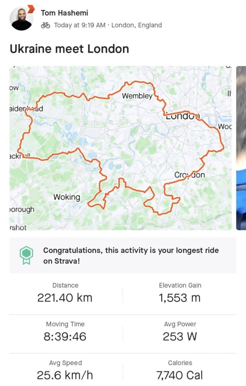 Британський велосипедист проїхав маршрут у вигляді мапи України