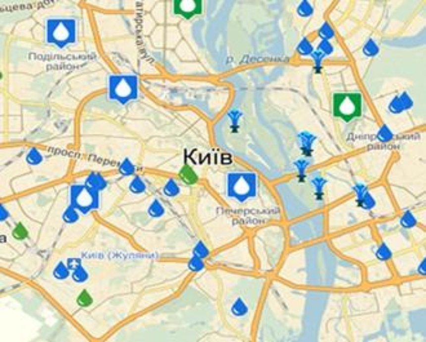 В Интернет выложили карту Киева с питьевой водой