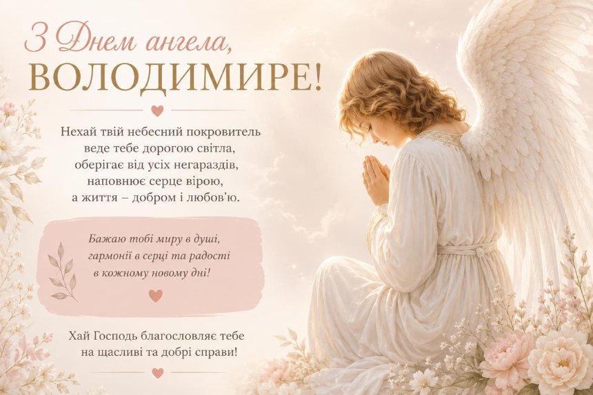 День ангела Володимира — красива листівка з побажаннями українською