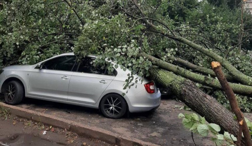 Поваленные деревья и затопленные улицы: последствия ночного урагана в Киеве
