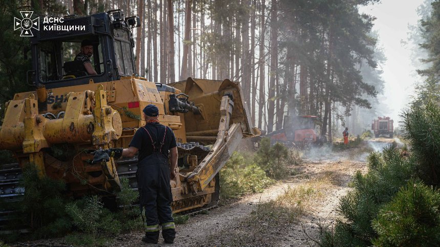 На Київщині кілька діб гасять масштабну лісову пожежу