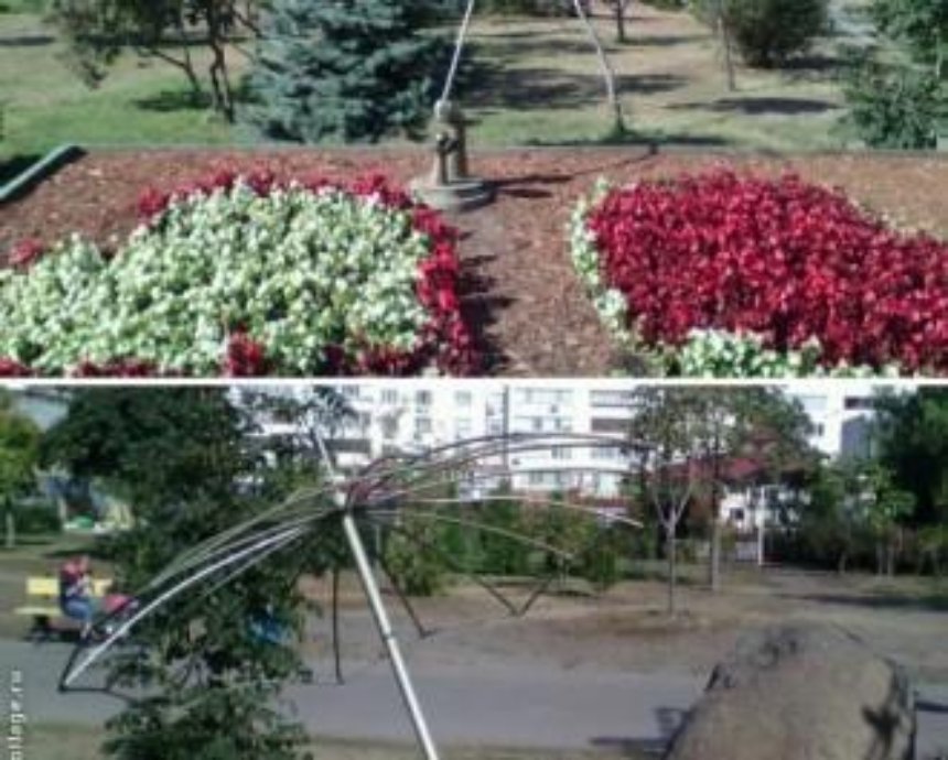 В парке на Позняках вандалы украли арт-объект в виде зонтика