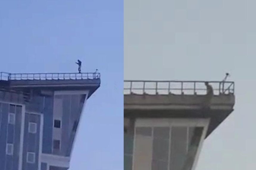 На Березняках «экстремал» балансировал на крыше многоэтажки
