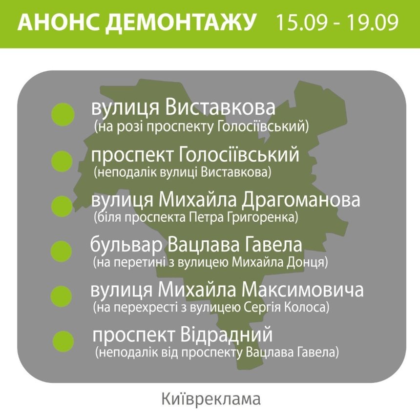 У трьох районах Києва демонтуватимуть незаконну рекламу: де саме