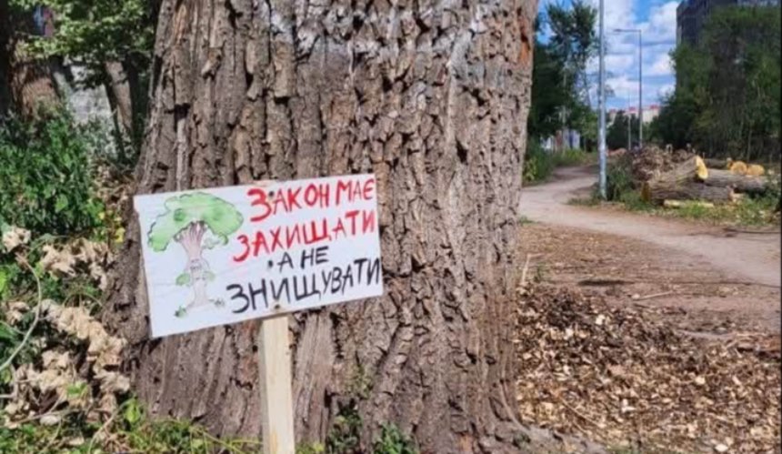 На Теремках знову стягують техніку для прокладання теплотраси: громада виходить на захист дерев