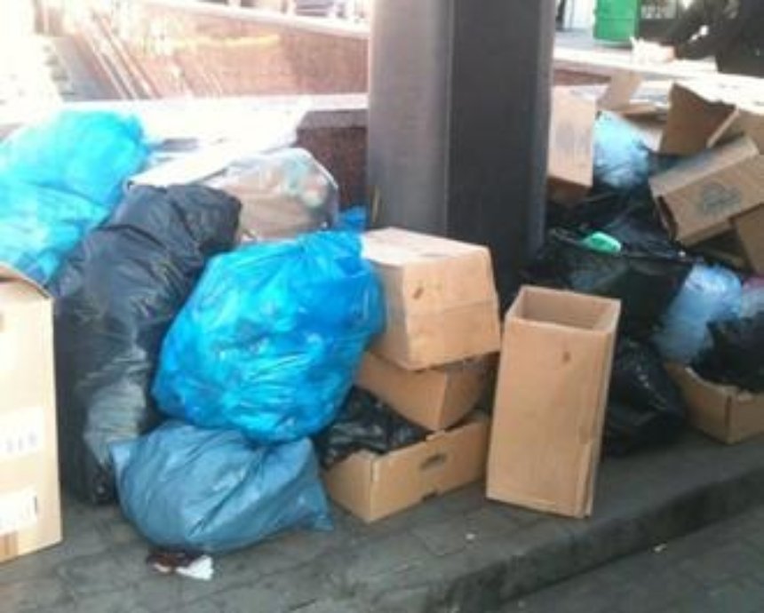 Возле метро "Палац Украина" "поселилась" гора из мусора