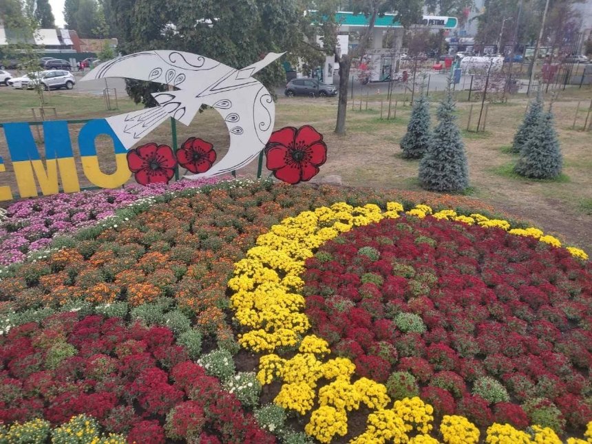 На Харківській площі у Дарницькому районі Києва оновили квітник: фото