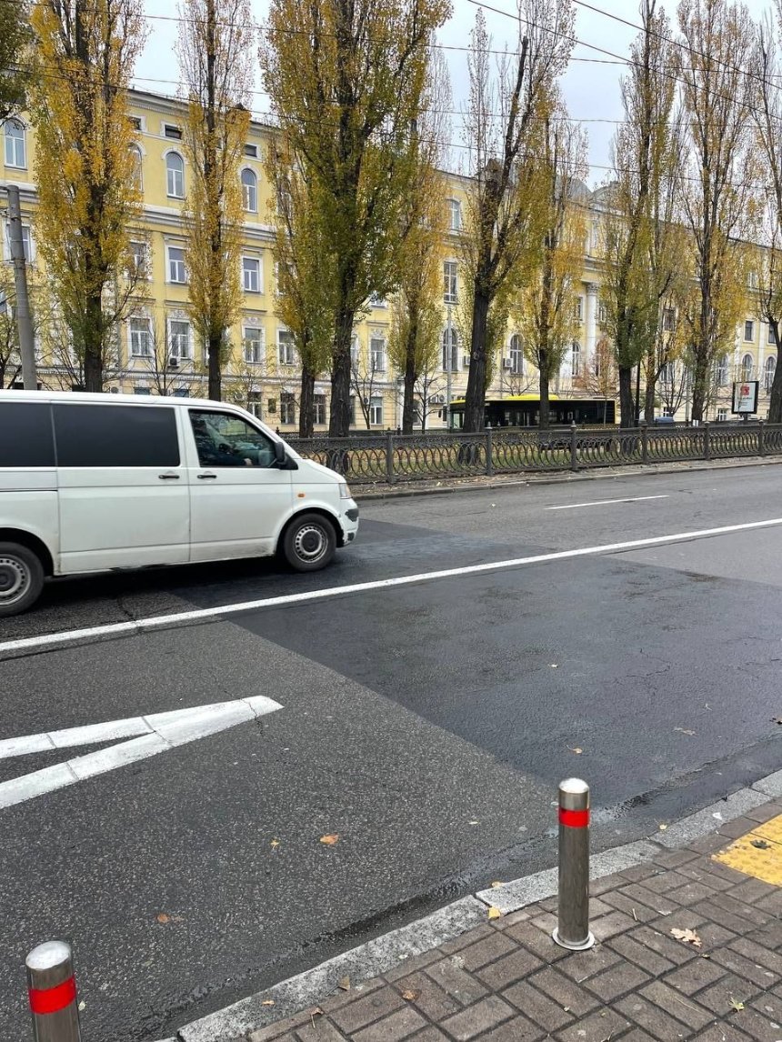 Біля метро "Університет" комунальники замалювали імпровізовану "зебру" активістів