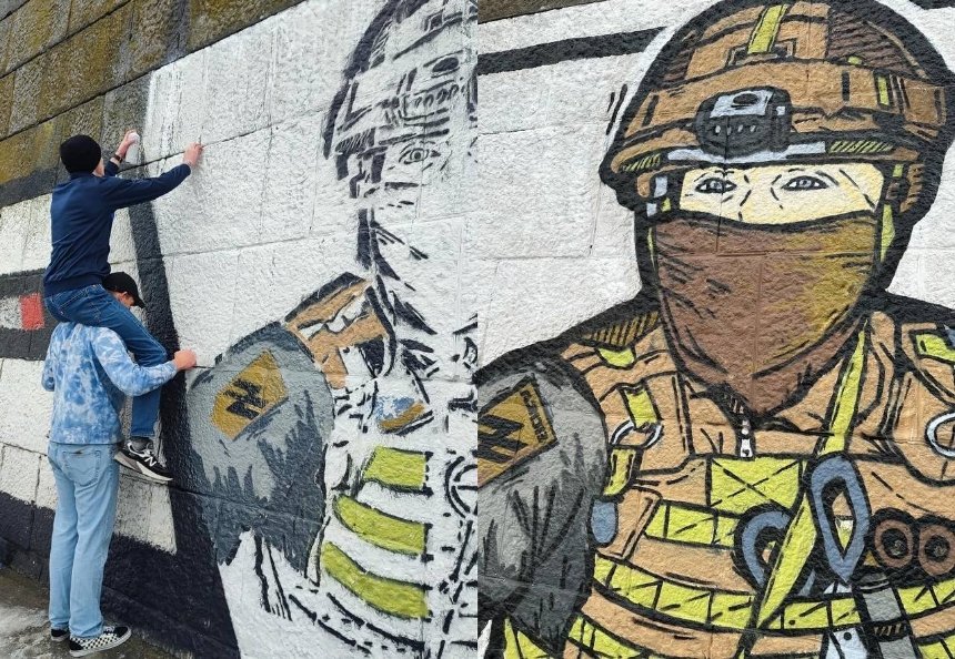 У Києві створили новий мурал на підтримку полонених захисників “Азовсталі”