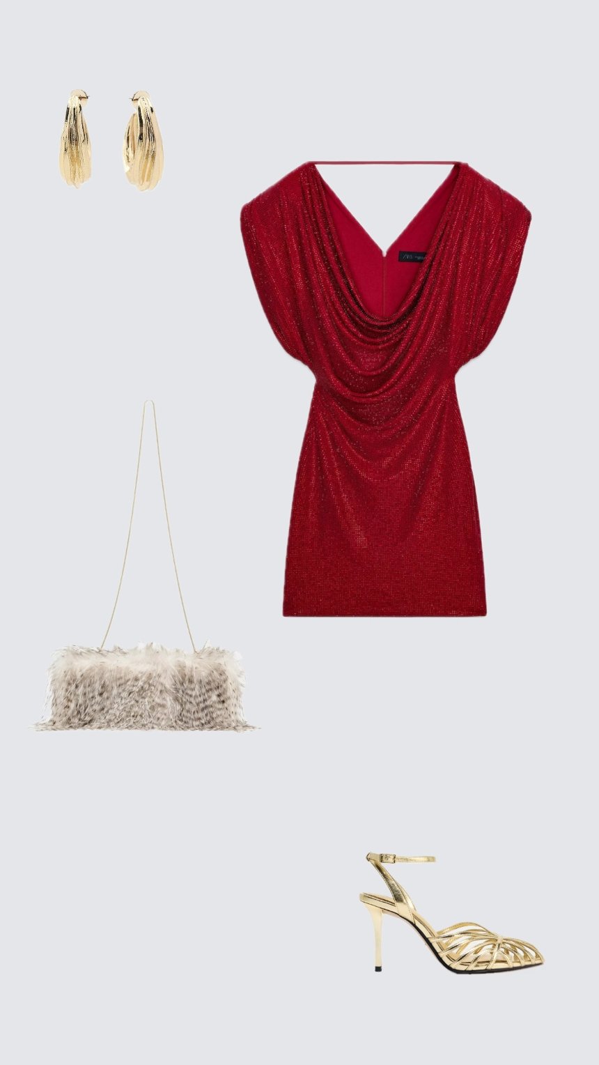 Червона сукня з драпіруванням на Новий рік 2026