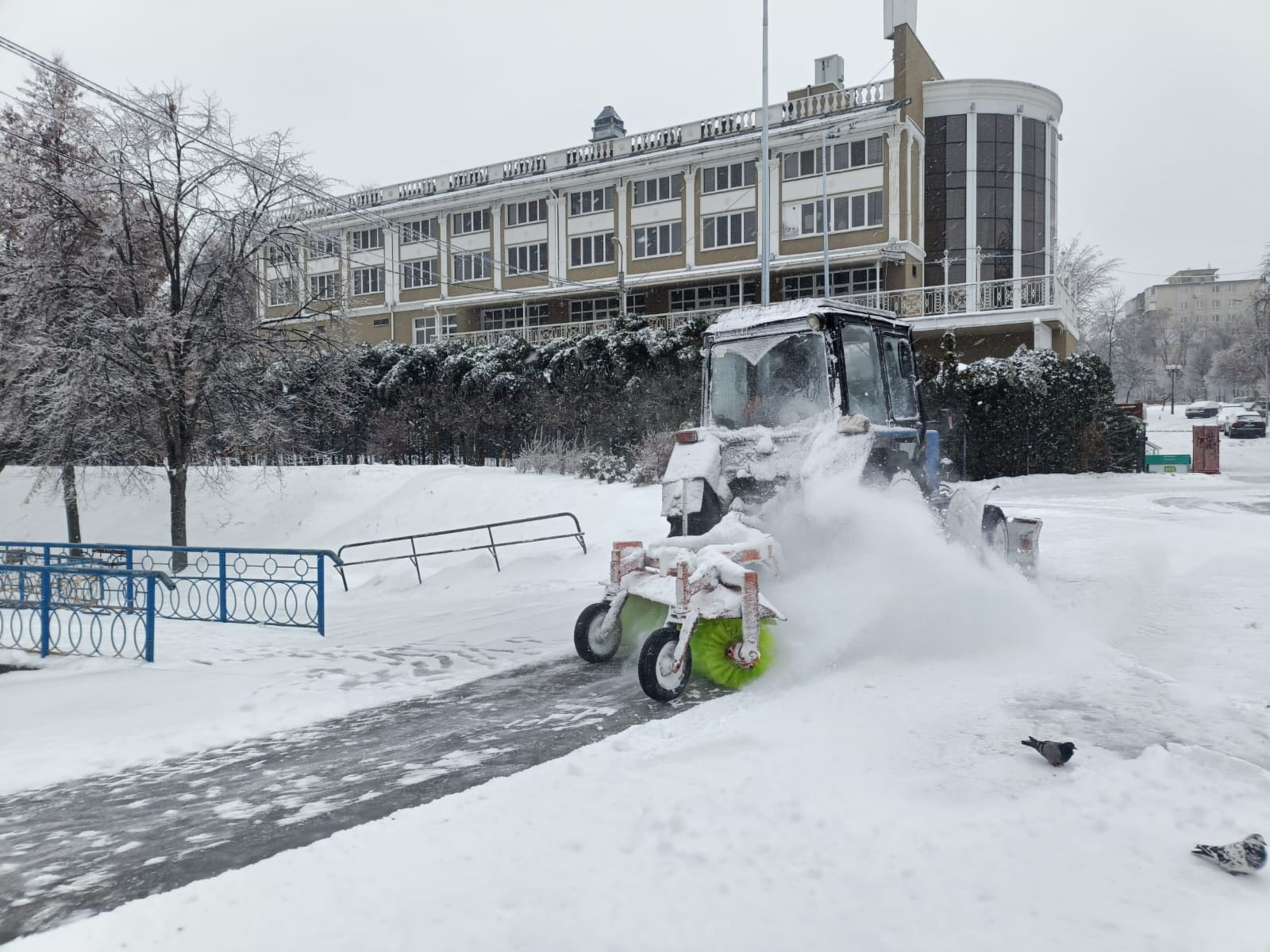 Фото: "Київзеленбуд" Зелені зони Києва розчищають від снігу та обробляють від ожеледиці: фото