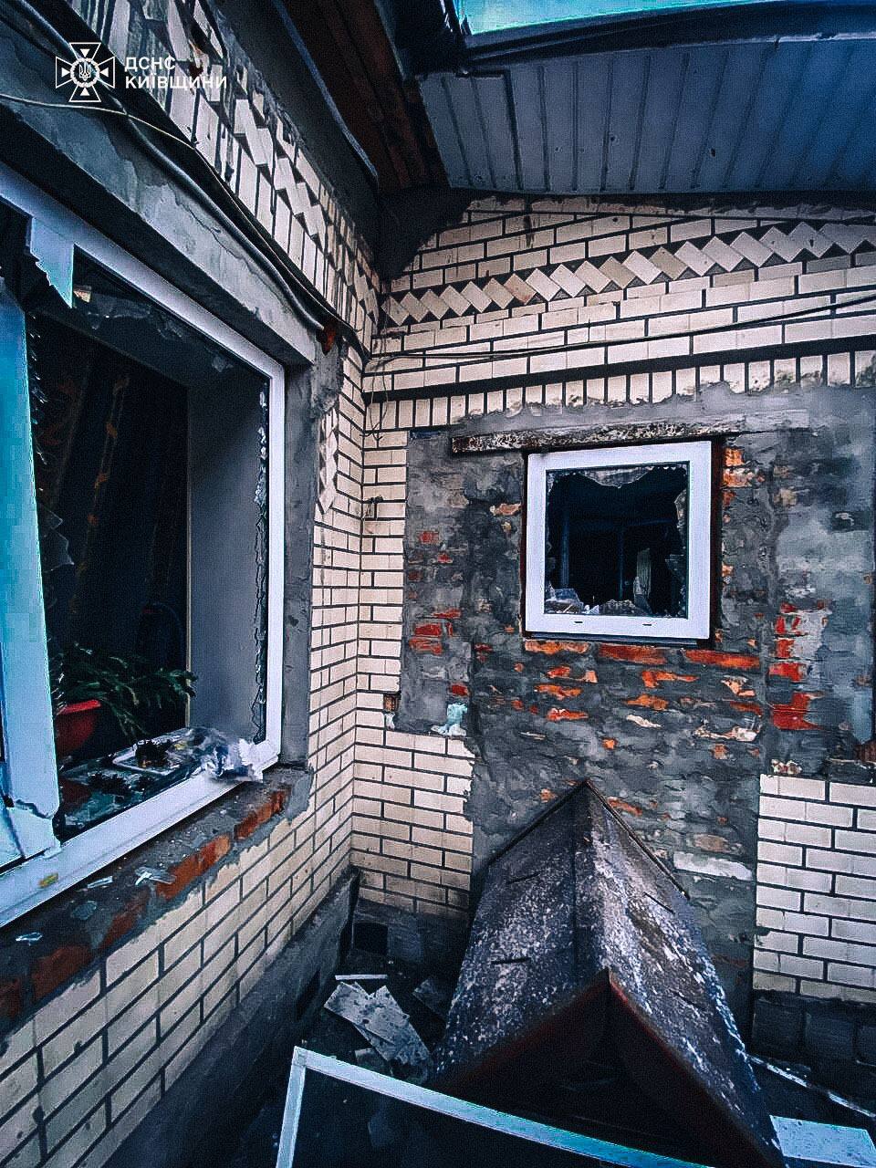 Дронова атака Київщини 20 лютого. Фото: КОВА