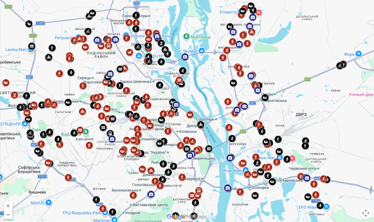 У Києві створили інтерактивну мапу ДТП, щоб допомогти КМДА визначити небезпечні ділянки