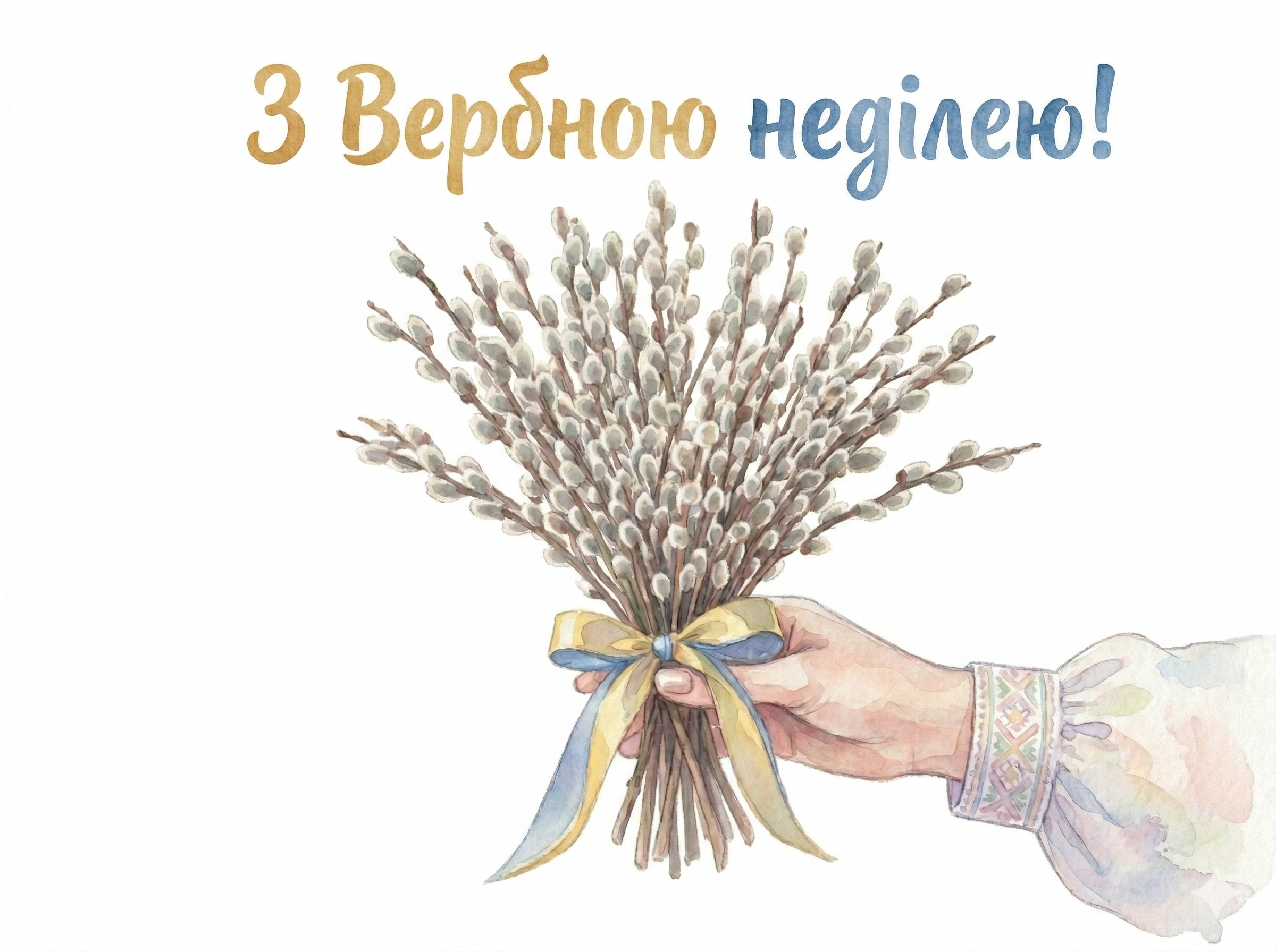 Привітання з Вербною неділею 2026 у святкових листівках