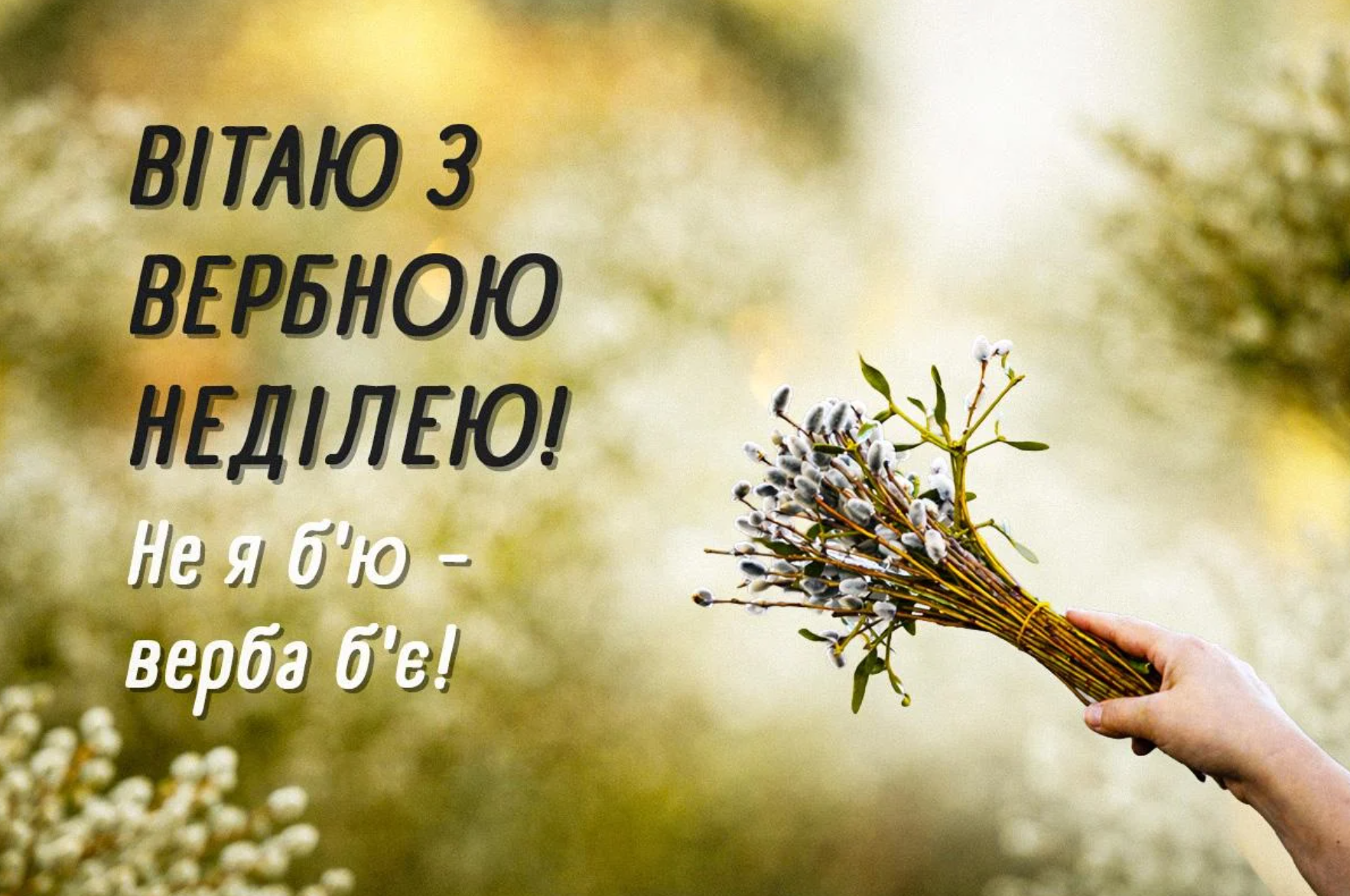 Привітання з Вербною неділею 2026 у святкових листівках
