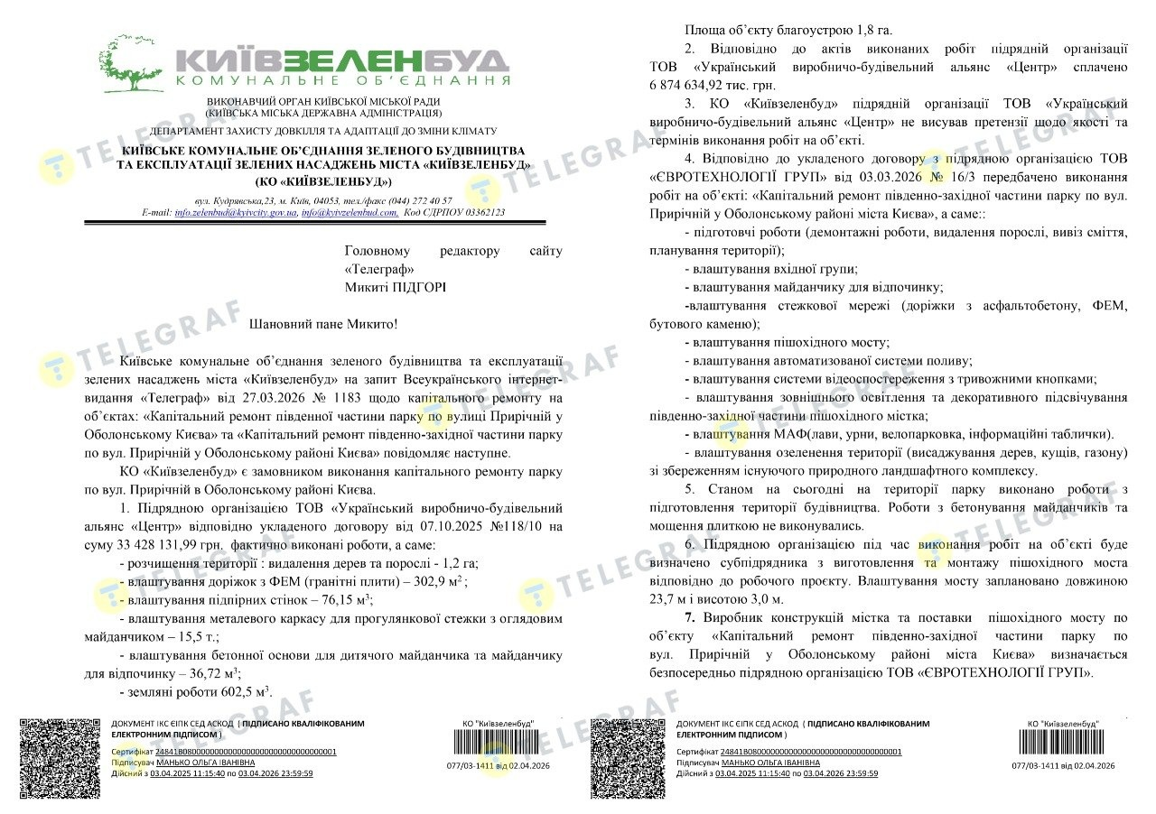 Понад 111 млн грн підуть з бюджету Києва на будівництво парку на Оболоні