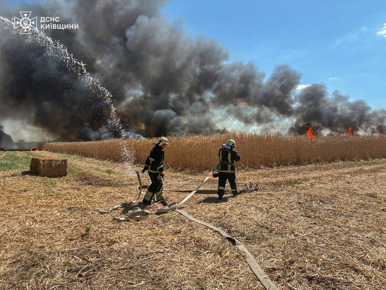 Пів сотні надзвичайників ліквідовують масштабну пожежу на Фастівщині: фото