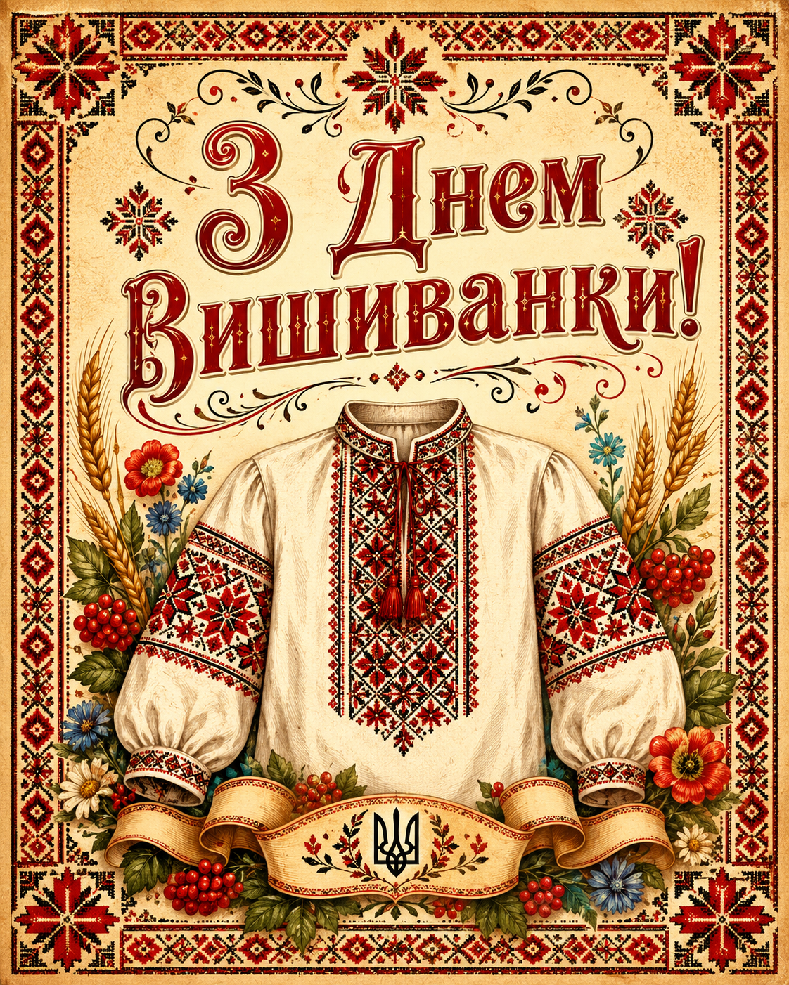 Привітання з Днем вишиванки у яскравих листівках