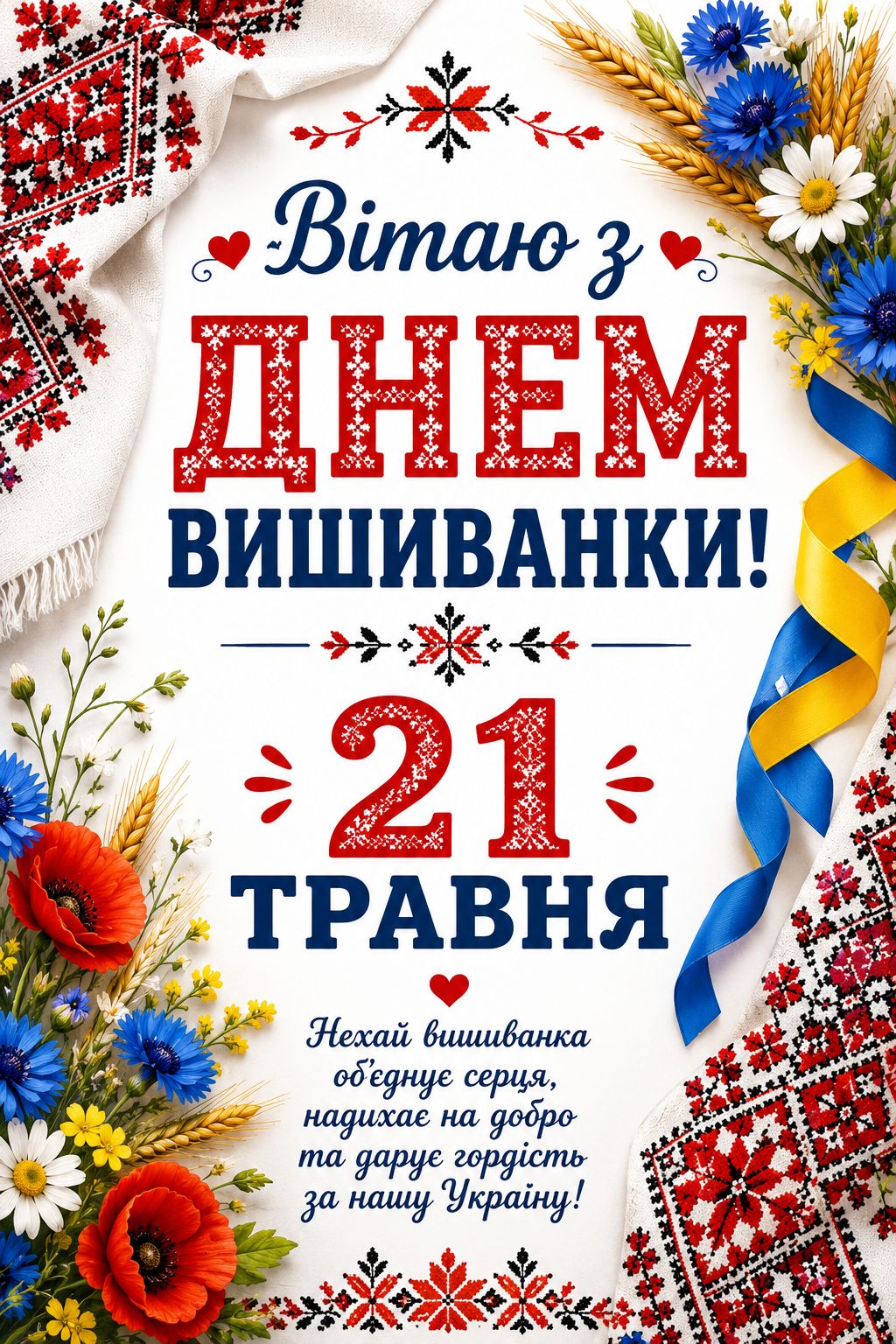Привітання з Днем вишиванки у яскравих листівках