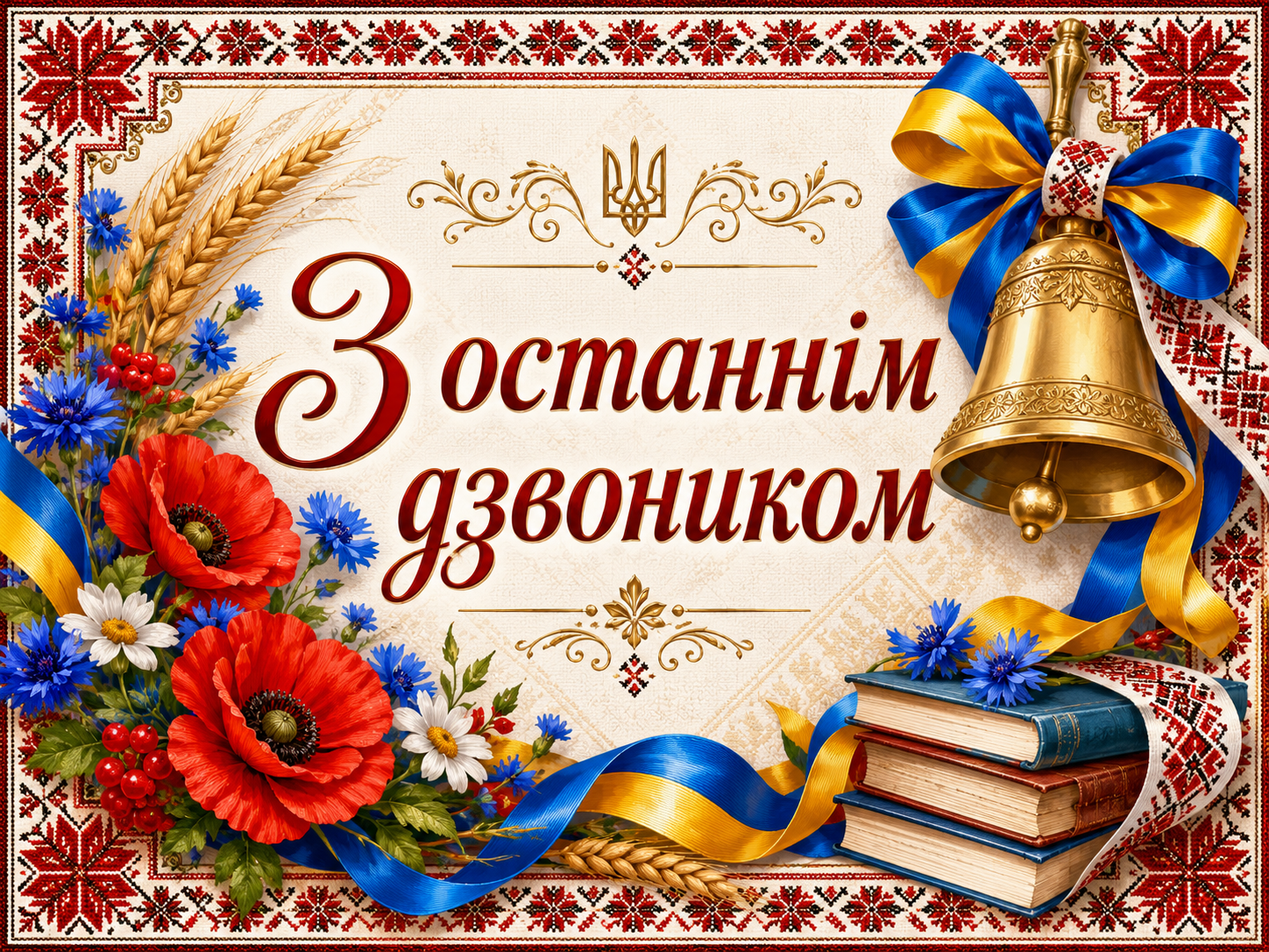Привітання з останнім дзвоником у яскравих листівках Привітання з останнім дзвоником у яскравих листівках