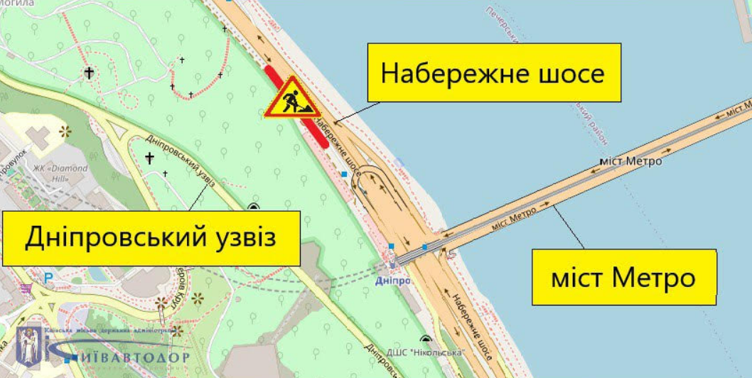 25 червня у Києві обмежать рух Набережним шосе: схема проїзду