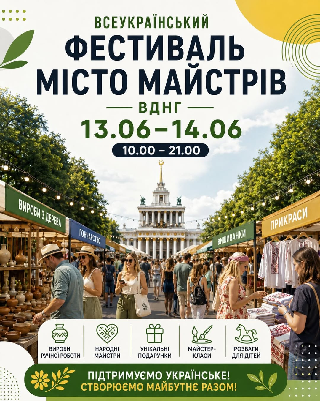 Фестиваль "Місто майстрів" на ВДНГ Фестиваль "Місто майстрів" на ВДНГ у Києві 13-14 червня 2026 року
