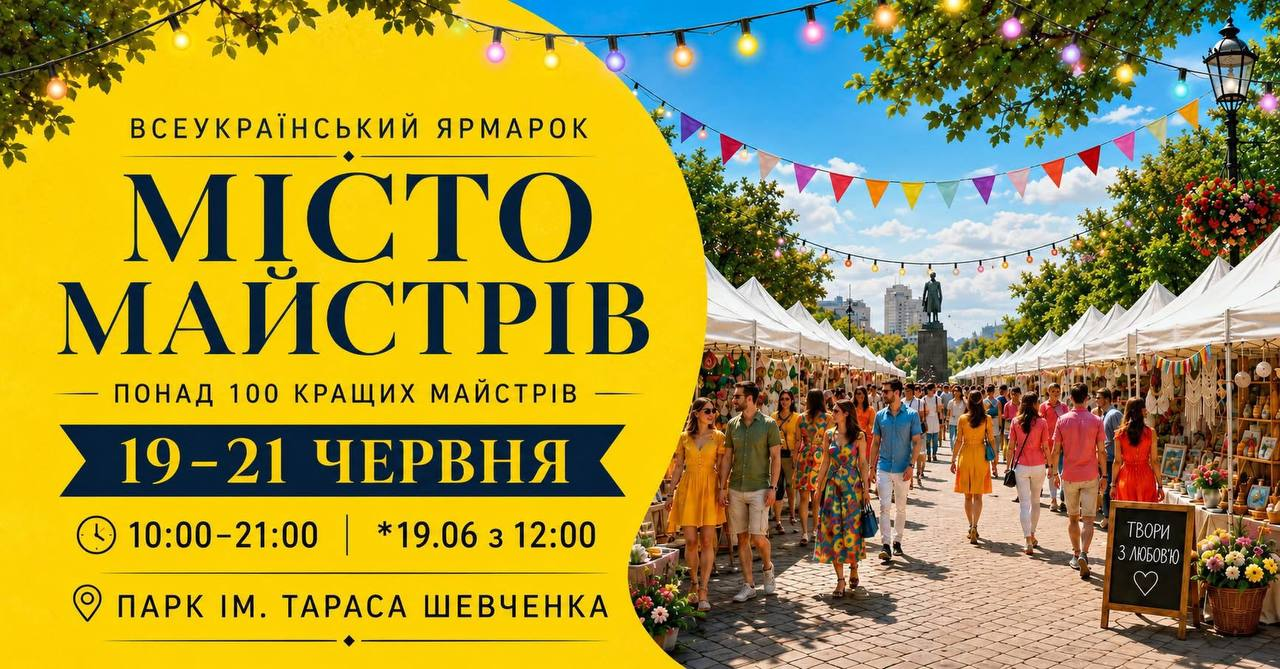 Фестиваль "Місто майстрів" у парку Шевченка в Києві 19-21 червня 2026 року