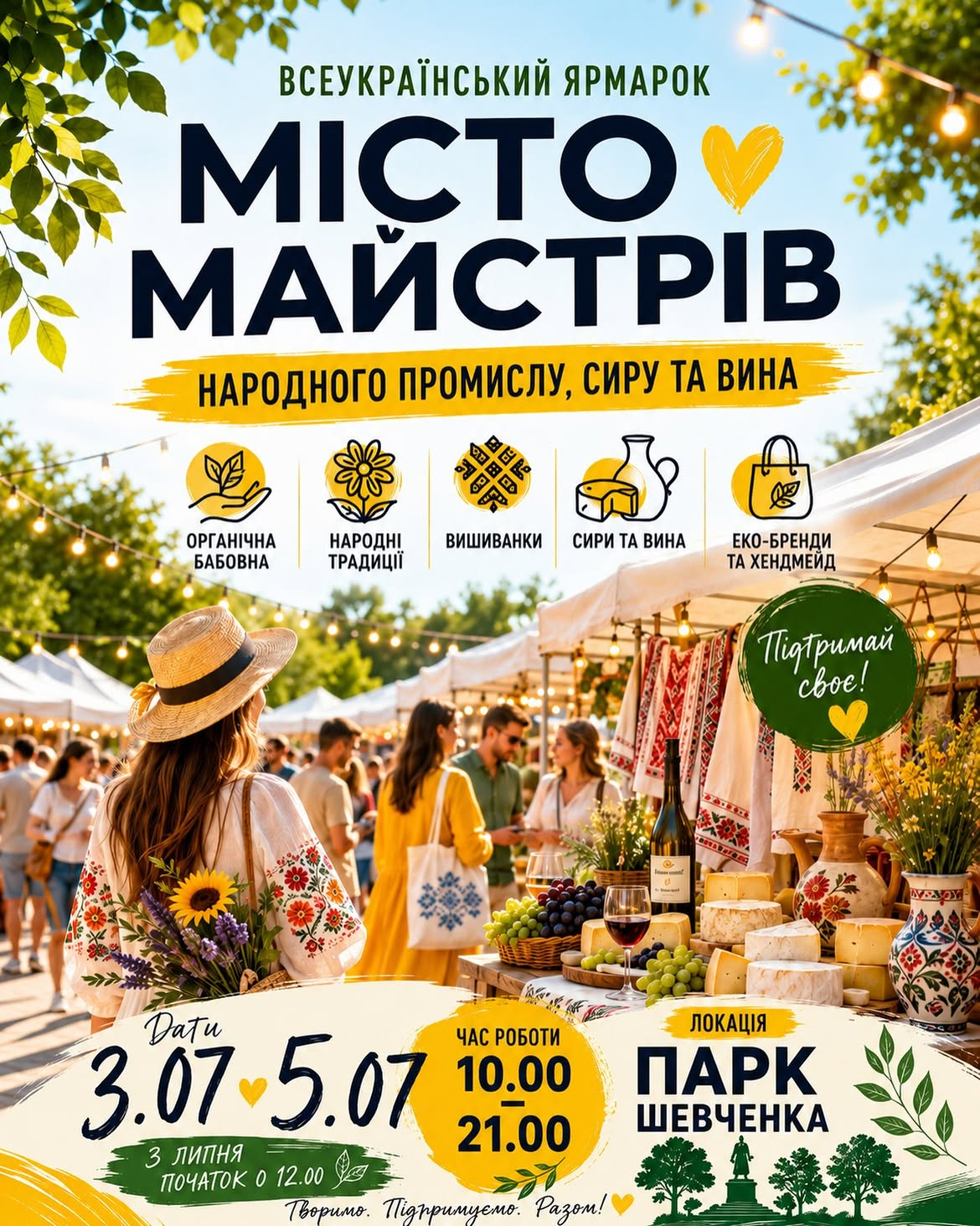 Ярмарок "Місто Майстрів" у парку Шевченка в Києві 3-5 липня 2026 року