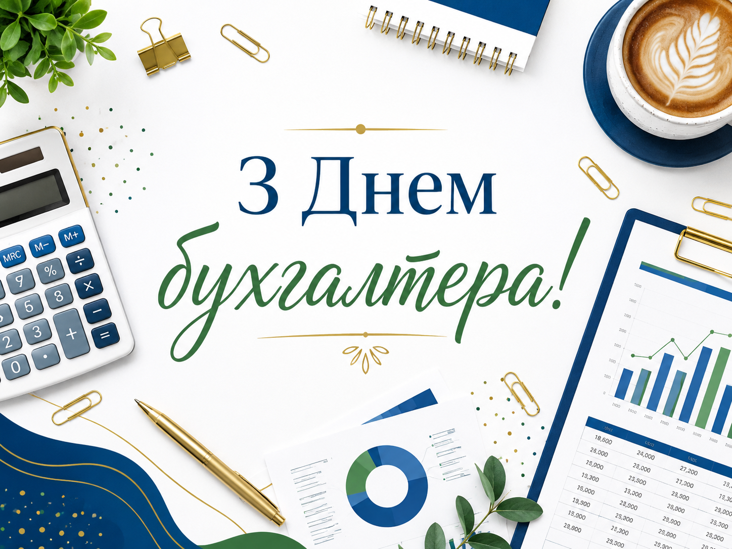 Привітання з Днем бухгалтера у яскравих листівках