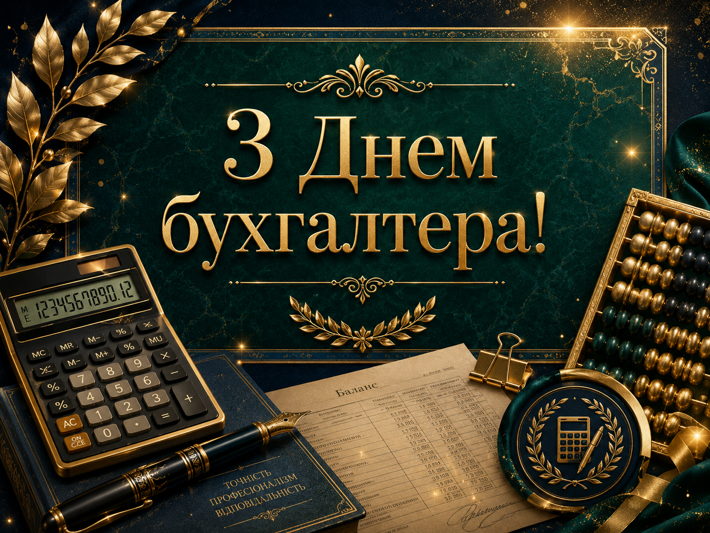 Привітання з Днем бухгалтера у яскравих листівках
