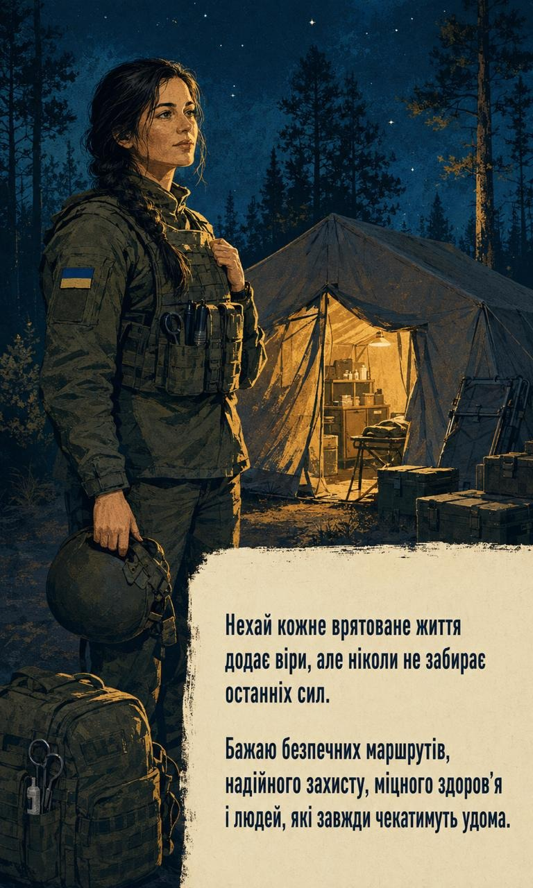 Картинка до Дня медичних працівників для бойової медикині Картинка до Дня медичних працівників для бойової медикині