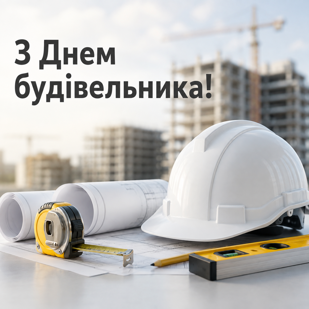 Привітання з Днем будівельника у яскравих листівках