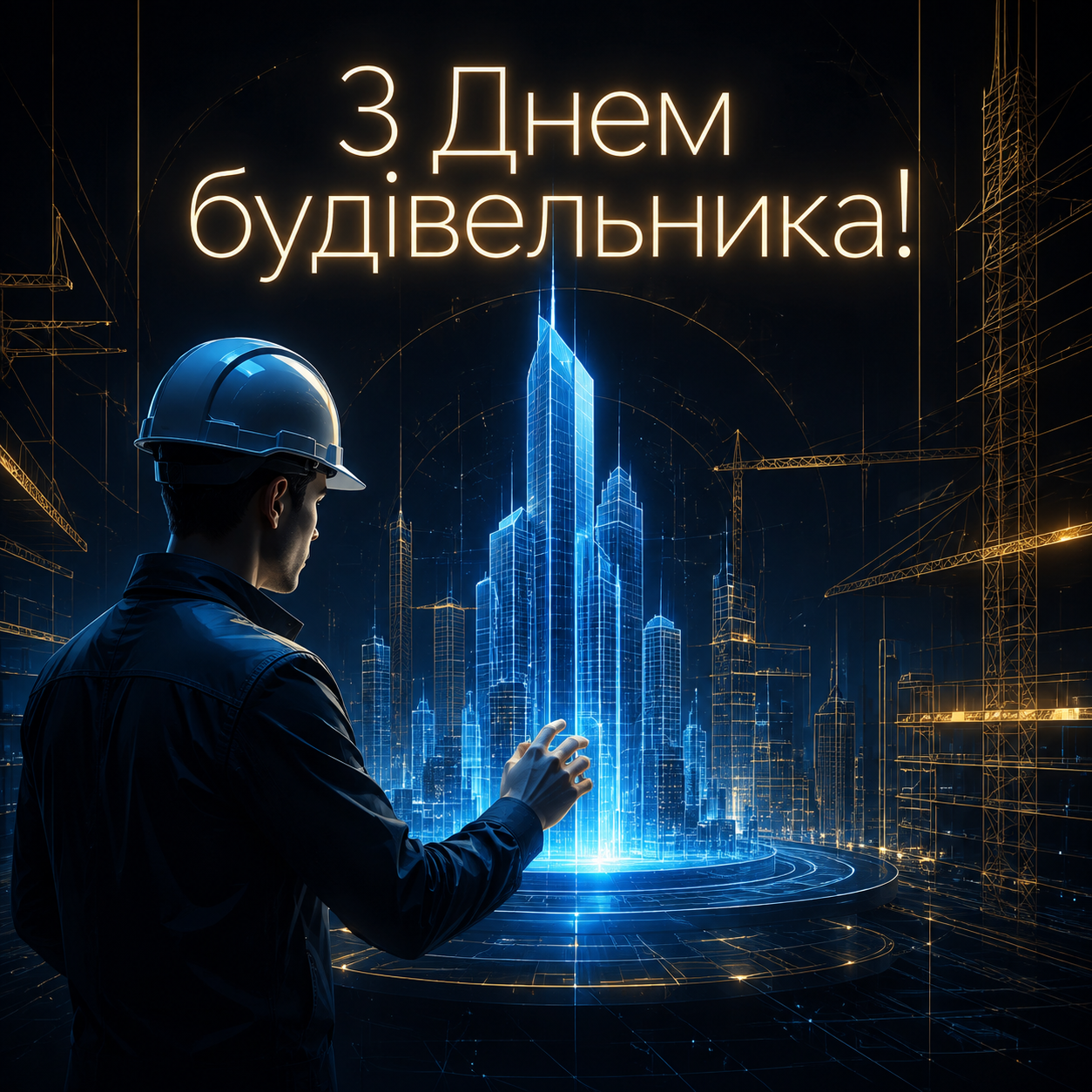 Привітання з Днем будівельника у яскравих листівках