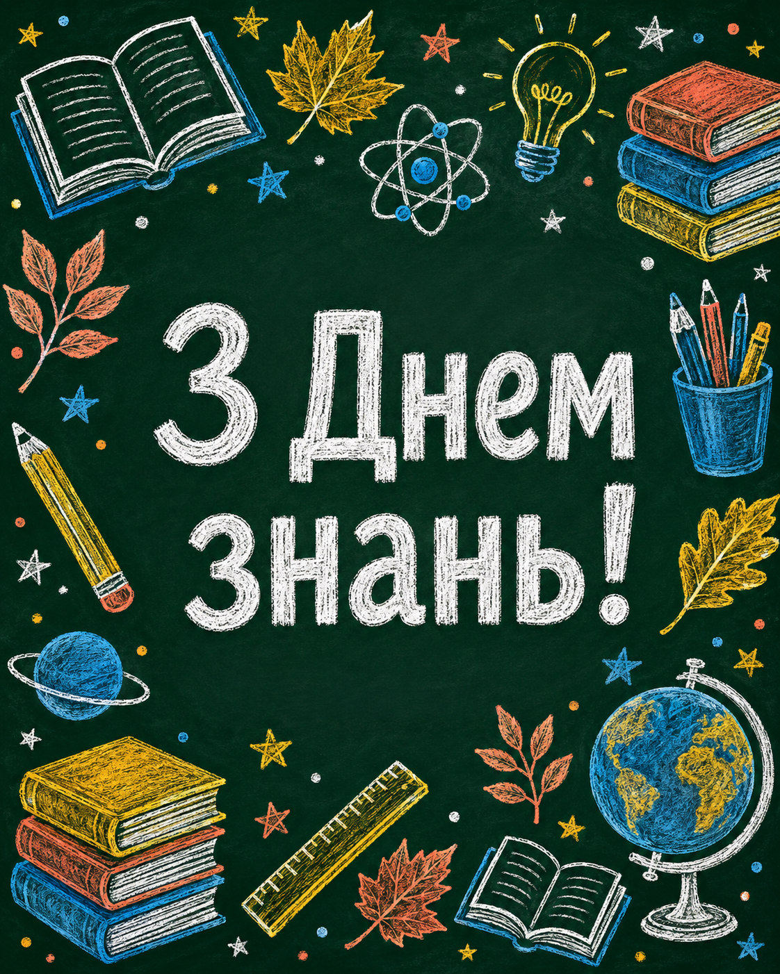 Привітання з Днем знань у яскравих листівках